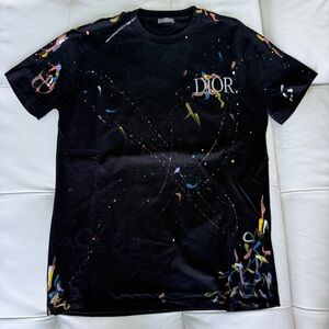 Dior Black Short Sleeve Tee with splatter paint